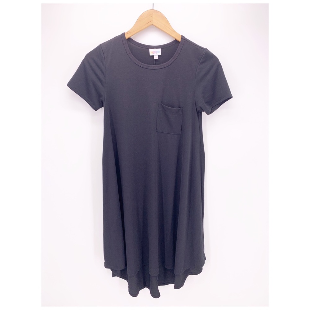 Lularoe XXS Solid Black Carly Hi Lo Dress E12